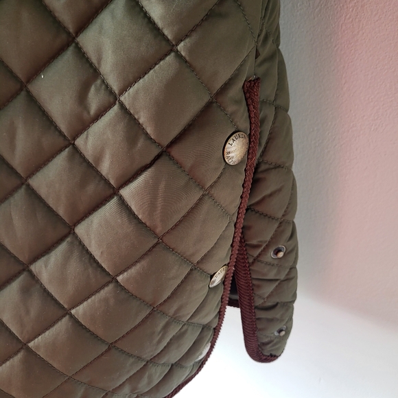 Ralph Lauren Olive Green With Brown Corduroy Long Quilted Jacket Size 2X - Picture 6 of 13